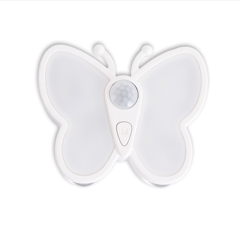 Milalit Butterfly Shape LED Sensor Night Light USB Type-C Charging Rechargeable Brightness Adjustable Stepless Dimming Evening Lamp Magnetic Wall Lamps with Spotlight for Kids Baby Room Bedside Hallway Living Room