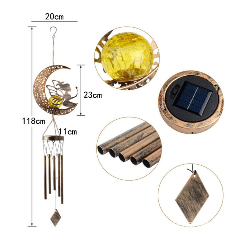 Milalit Solar Fairy Wind Chimes Outside LED Beauty Girl with Wing On the Moon Solar Moon Shape Light Decor Unique Birthday Gifts for Mom Grandma Garden Decoration