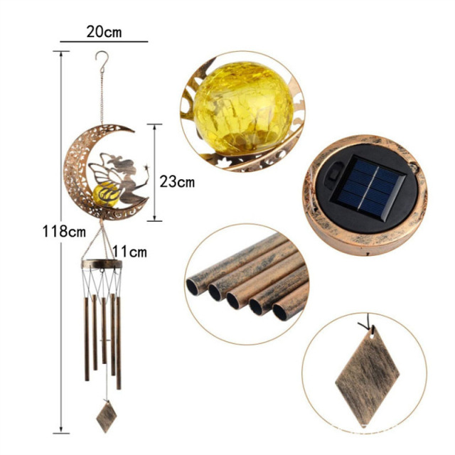 Milalit Solar Fairy Wind Chimes Outside LED Beauty Girl with Wing On the Moon Solar Moon Shape Light Decor Unique Birthday Gifts for Mom Grandma Garden Decoration