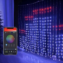 Milalit Smart 400 LED RGB Curtain Lights USB Power 6.6x6.6Ft 2x2m Curtain Lights with APP Control Music Sync Dynamic DIY Curtain Lights for Bedroom Wall Backdrop Halloween Christmas Thanksgiving Birthday Party Decor