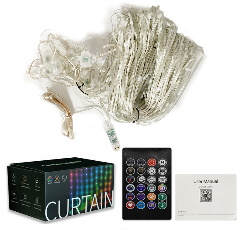 Milalit Smart 400 LED RGB Curtain Lights USB Power 6.6x6.6Ft 2x2m Curtain Lights with APP Control Music Sync Dynamic DIY Curtain Lights for Bedroom Wall Backdrop Halloween Christmas Thanksgiving Birthday Party Decor