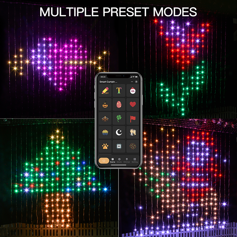 Milalit Smart 400 LED RGB Curtain Lights USB Power 6.6x6.6Ft 2x2m Curtain Lights with APP Control Music Sync Dynamic DIY Curtain Lights for Bedroom Wall Backdrop Halloween Christmas Thanksgiving Birthday Party Decor