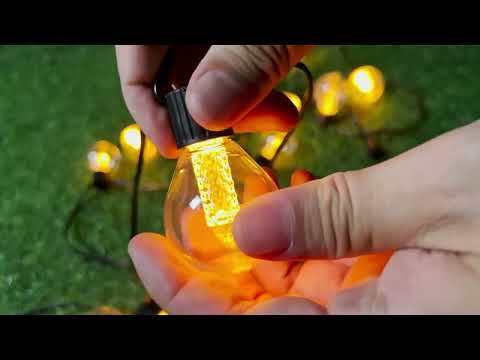 Milalit Smart Electric Plug in 15m G40 Outdoor IP65 2000K String LED 25 Bulb Lamps with Bluetooth APP IR Remote Control Dimmer Timer Function for Garden Yard Holiday Festival Decoration