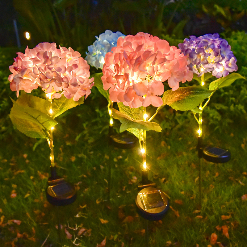 Milalit Solar Hydrangea Flower Light 20LED Beautiful Fabric Flowers Lamp for Wedding Engagement Party Birthday Proposal Decoration