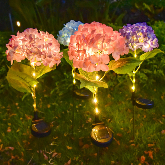Milalit Solar Hydrangea Flower Light 20LED Beautiful Fabric Flowers Lamp for Wedding Engagement Party Birthday Proposal Decoration