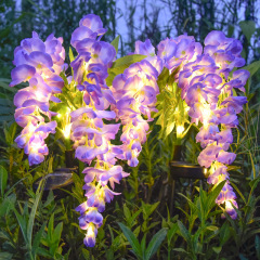 Milalit Solar Wisteria Flower Light with 4 Heads 2 Lighting Modes Outdoor Warm Light Floral Stake Lamp for Garden Lawn Yard Park Festive Decoration 2 Pack