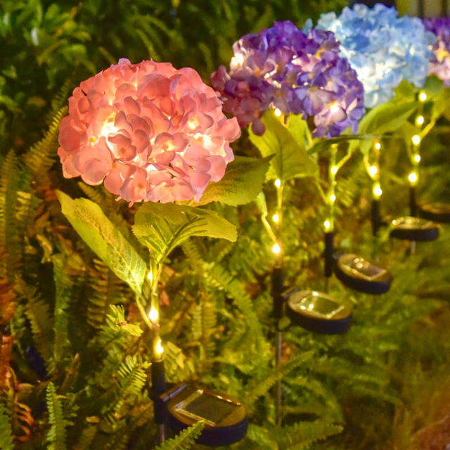 Milalit Solar Hydrangea Flower Light 20LED Beautiful Fabric Flowers Lamp for Wedding Engagement Party Birthday Proposal Decoration
