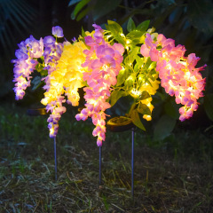 Milalit Solar Wisteria Flower Light with 4 Heads 2 Lighting Modes Outdoor Warm Light Floral Stake Lamp for Garden Lawn Yard Park Festive Decoration 2 Pack