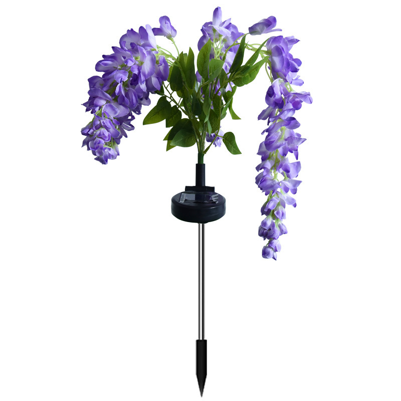Milalit Solar Wisteria Flower Light with 4 Heads 2 Lighting Modes Outdoor Warm Light Floral Stake Lamp for Garden Lawn Yard Park Festive Decoration 2 Pack