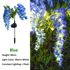 Milalit Solar Wisteria Flower Light with 4 Heads 2 Lighting Modes Outdoor Warm Light Floral Stake Lamp for Garden Lawn Yard Park Festive Decoration 2 Pack