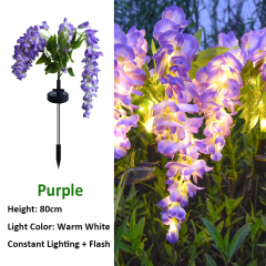 Milalit Solar Wisteria Flower Light with 4 Heads 2 Lighting Modes Outdoor Warm Light Floral Stake Lamp for Garden Lawn Yard Park Festive Decoration 2 Pack