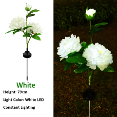 Milalit Solar Peony Flower Light with 3 Heads Constant Lighting Modes Outdoor Waterproof Garden Stake Lamp Red Pink Yellow White Purple