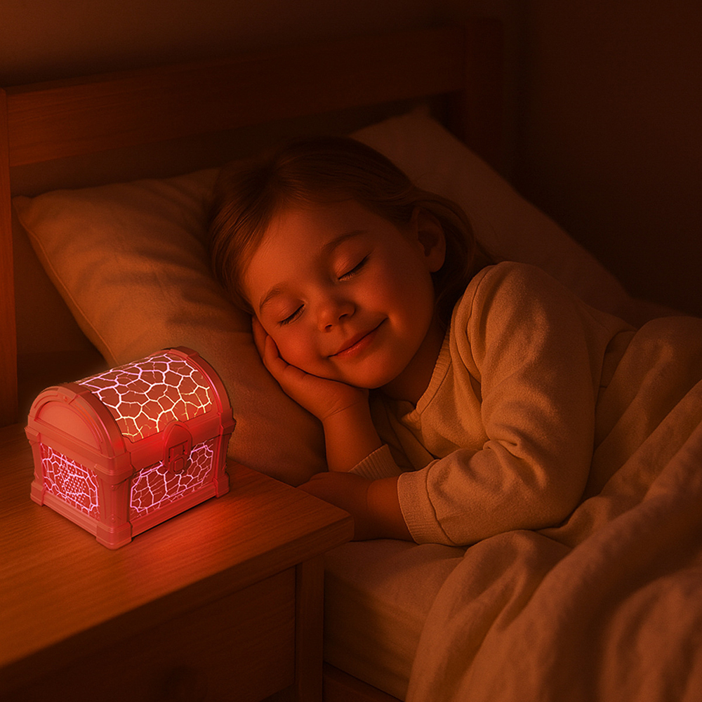 Milalit Bluetooth Treasure Chest Projector Light with White Noise Music Hidden Box Night Lamp with Timer Brightness Dimming Function for Kids Children Bedroom Living Room Decoration