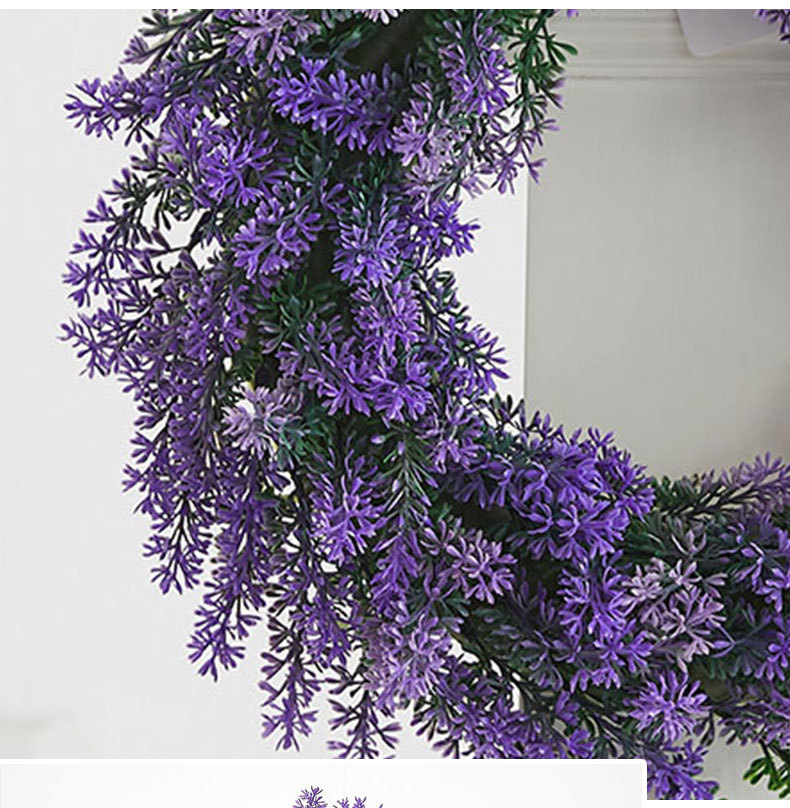 Milalit 37cm 14.5 inch Diameter Artificial Simulation Purple Lavender Flower Wreath for Romantic Wedding Proposal Date Party Ceremony Wall Mounted Wreath Garland for Farmhouse Indoor Outdoor Home Art Office Front Gate Fence Door Decoration