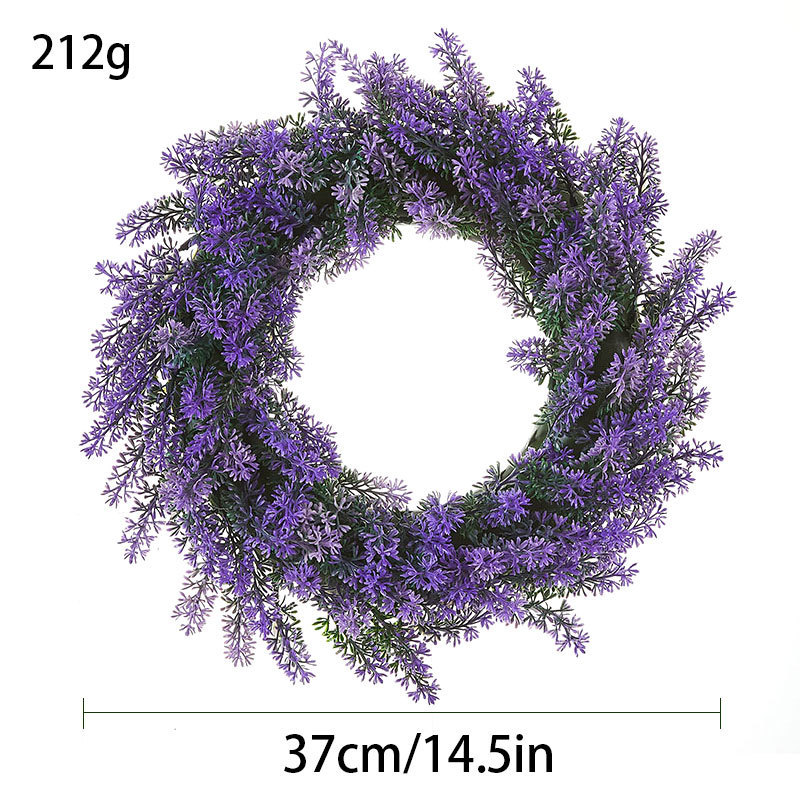 Milalit 37cm 14.5 inch Diameter Artificial Simulation Purple Lavender Flower Wreath for Romantic Wedding Proposal Date Party Ceremony Wall Mounted Wreath Garland for Farmhouse Indoor Outdoor Home Art Office Front Gate Fence Door Decoration