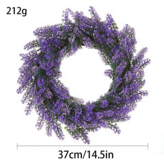 Milalit 37cm 14.5 inch Diameter Artificial Simulation Purple Lavender Flower Wreath for Romantic Wedding Proposal Date Party Ceremony Wall Mounted Wreath Garland for Farmhouse Indoor Outdoor Home Art Office Front Gate Fence Door Decoration