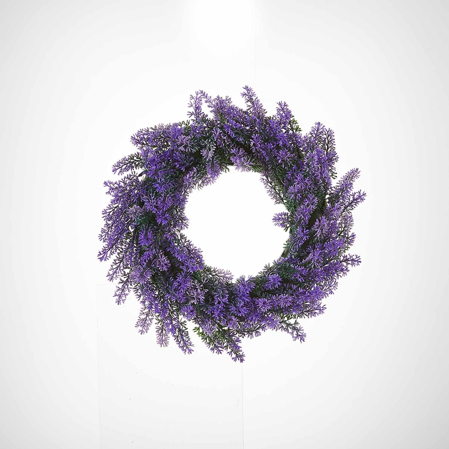 Milalit 37cm 14.5 inch Diameter Artificial Simulation Purple Lavender Flower Wreath for Romantic Wedding Proposal Date Party Ceremony Wall Mounted Wreath Garland for Farmhouse Indoor Outdoor Home Art Office Front Gate Fence Door Decoration