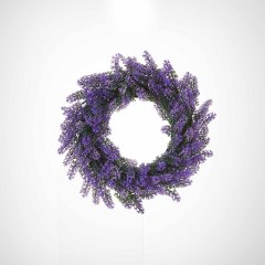 Milalit 37cm 14.5 inch Diameter Artificial Simulation Purple Lavender Flower Wreath for Romantic Wedding Proposal Date Party Ceremony Wall Mounted Wreath Garland for Farmhouse Indoor Outdoor Home Art Office Front Gate Fence Door Decoration