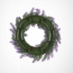Milalit 37cm 14.5 inch Diameter Artificial Simulation Purple Lavender Flower Wreath for Romantic Wedding Proposal Date Party Ceremony Wall Mounted Wreath Garland for Farmhouse Indoor Outdoor Home Art Office Front Gate Fence Door Decoration
