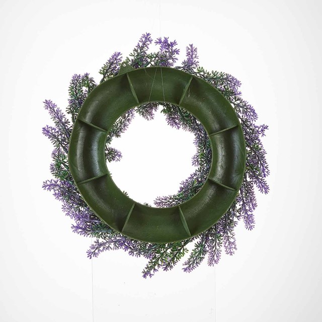 Milalit 37cm 14.5 inch Diameter Artificial Simulation Purple Lavender Flower Wreath for Romantic Wedding Proposal Date Party Ceremony Wall Mounted Wreath Garland for Farmhouse Indoor Outdoor Home Art Office Front Gate Fence Door Decoration