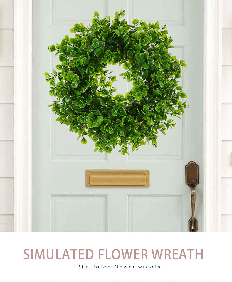 Milalit 43cm 17inch Spring Money Tree Green Leaves Wreath Life-like Greenery Hanging Garland for Home Wedding Wall Window Decoration Front Door Wreaths Artificial Spring Summer All Season Fit Green Wreath for Christmas Halloween Farmhouse