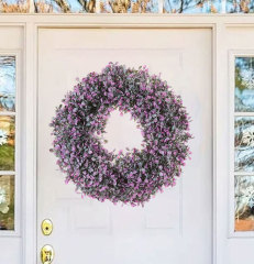 Milalit 36cm 14.1 Inch Purple Wisteria Blossom Artificial Flowers Spring Summer Wreath for All Season Front Door Villa Warehouse Decor 14'' Holly Wisteria Flower Artificial Floral Wreath Hanged Garland for Wedding Room Church Classroom Bedroom Window