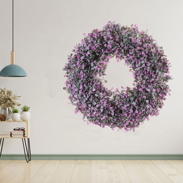 Milalit 36cm 14.1 Inch Purple Wisteria Blossom Artificial Flowers Spring Summer Wreath for All Season Front Door Villa Warehouse Decor 14'' Holly Wisteria Flower Artificial Floral Wreath Hanged Garland for Wedding Room Church Classroom Bedroom Window