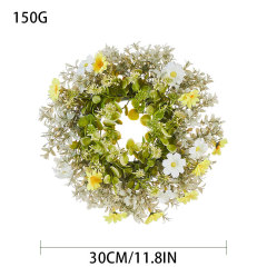 Milalit 30cm 11.8inch Small Daisy Yellow White Artificial Flowers Spring Flower with Eucalyptus Leaf Wreath for Living Room Wall Hanging 12'' Daisy Flower Wreath Eucalyptus Leaf Holly Hanging Garland for Wedding Room Church Birthday Bedroom Window Decor