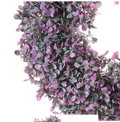 Milalit 36cm 14.1 Inch Purple Wisteria Blossom Artificial Flowers Spring Summer Wreath for All Season Front Door Villa Warehouse Decor 14'' Holly Wisteria Flower Artificial Floral Wreath Hanged Garland for Wedding Room Church Classroom Bedroom Window