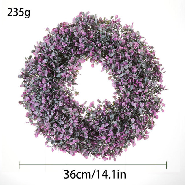 Milalit 36cm 14.1 Inch Purple Wisteria Blossom Artificial Flowers Spring Summer Wreath for All Season Front Door Villa Warehouse Decor 14'' Holly Wisteria Flower Artificial Floral Wreath Hanged Garland for Wedding Room Church Classroom Bedroom Window
