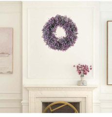 Milalit 36cm 14.1 Inch Purple Wisteria Blossom Artificial Flowers Spring Summer Wreath for All Season Front Door Villa Warehouse Decor 14'' Holly Wisteria Flower Artificial Floral Wreath Hanged Garland for Wedding Room Church Classroom Bedroom Window