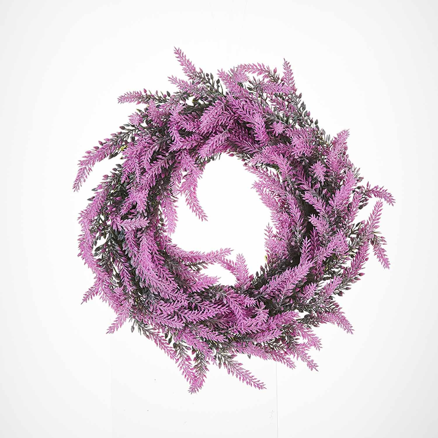 Milalit 36cm 14.1 Inch Diameter Artificial Simulated Purple Lavender Flowers Wreath PVC Floral Decorated Garland for Wedding Front Door Hanging Spring Wall Mounted Wreaths for Farmhouse Home Art Office Easter Thanksgiving Xmas Valentine's Day Decoration