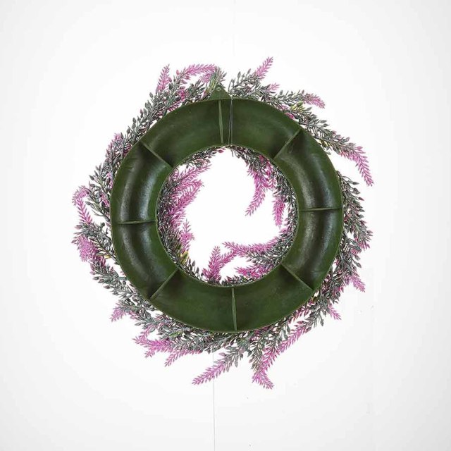 Milalit 36cm 14.1 Inch Diameter Artificial Simulated Purple Lavender Flowers Wreath PVC Floral Decorated Garland for Wedding Front Door Hanging Spring Wall Mounted Wreaths for Farmhouse Home Art Office Easter Thanksgiving Xmas Valentine's Day Decoration