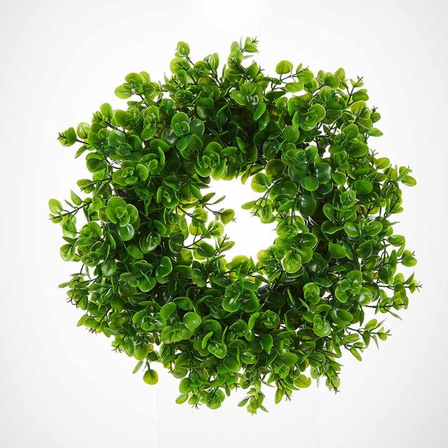Milalit 43cm 17inch Spring Money Tree Green Leaves Wreath Life-like Greenery Hanging Garland for Home Wedding Wall Window Decoration Front Door Wreaths Artificial Spring Summer All Season Fit Green Wreath for Christmas Halloween Farmhouse
