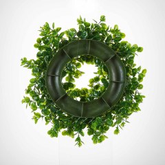 Milalit 43cm 17inch Spring Money Tree Green Leaves Wreath Life-like Greenery Hanging Garland for Home Wedding Wall Window Decoration Front Door Wreaths Artificial Spring Summer All Season Fit Green Wreath for Christmas Halloween Farmhouse