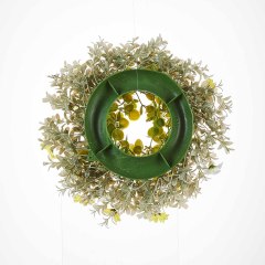 Milalit 30cm 11.8inch Small Daisy Yellow White Artificial Flowers Spring Flower with Eucalyptus Leaf Wreath for Living Room Wall Hanging 12'' Daisy Flower Wreath Eucalyptus Leaf Holly Hanging Garland for Wedding Room Church Birthday Bedroom Window Decor