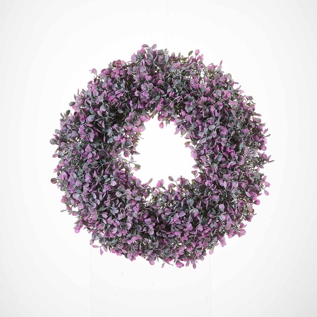 Milalit 36cm 14.1 Inch Purple Wisteria Blossom Artificial Flowers Spring Summer Wreath for All Season Front Door Villa Warehouse Decor 14'' Holly Wisteria Flower Artificial Floral Wreath Hanged Garland for Wedding Room Church Classroom Bedroom Window