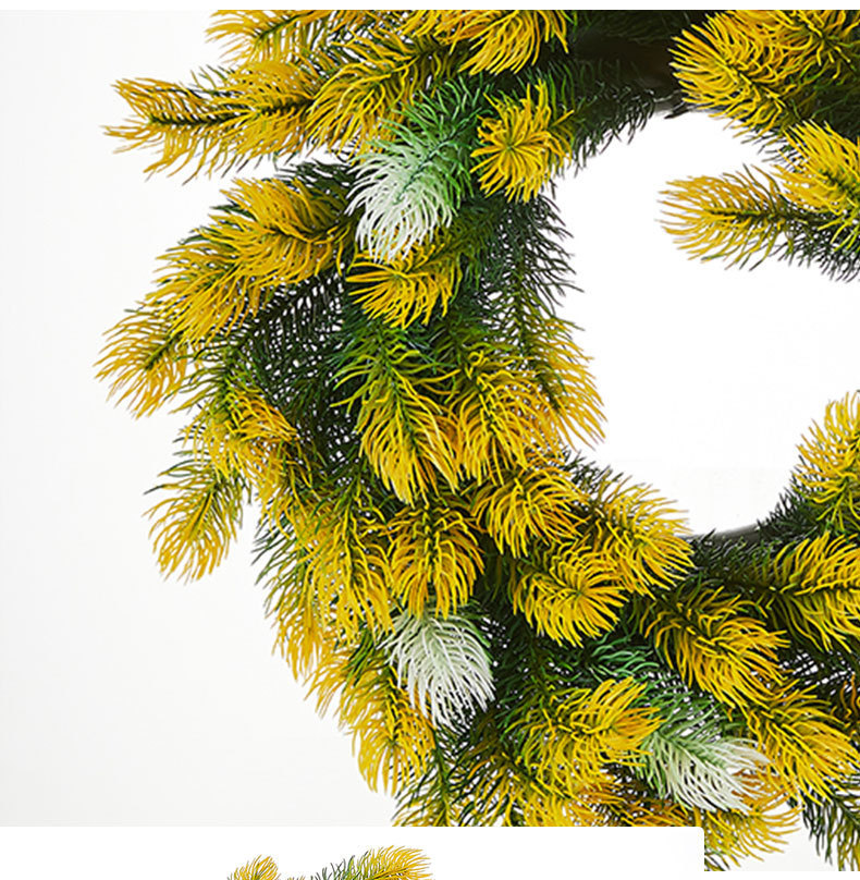 Milalit 46cm 18.1inch Pine Needle Christmas Green Artificial Wreaths Pine Cone Yellow Leaves Wreath for Xmas Holly Season Thanksgiving Easter Festival Front Door Wall Ornaments Celebration
