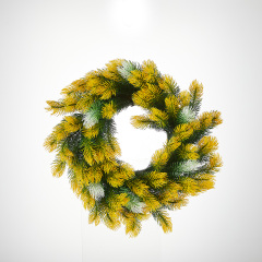 Milalit 46cm 18.1inch Pine Needle Christmas Green Artificial Wreaths Pine Cone Yellow Leaves Wreath for Xmas Holly Season Thanksgiving Easter Festival Front Door Wall Ornaments Celebration