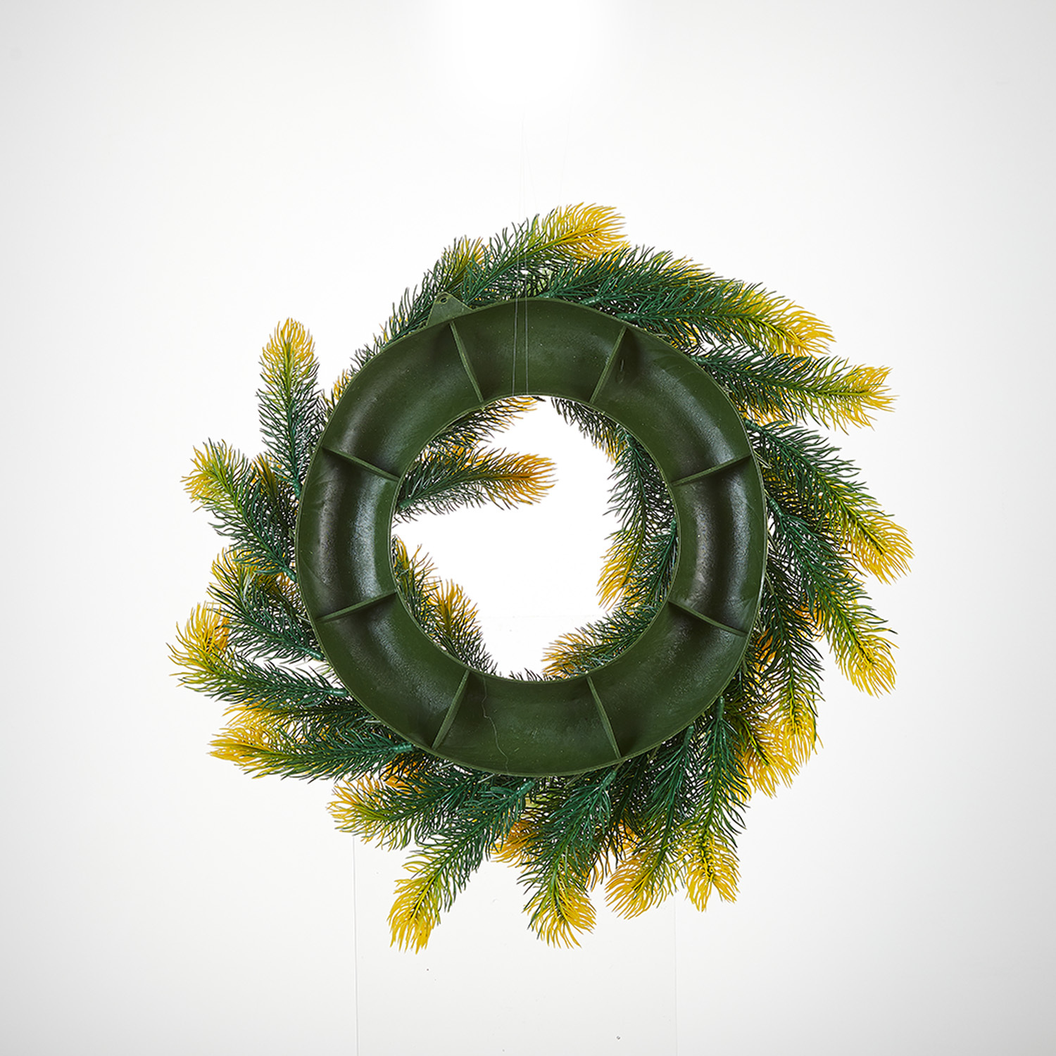 Milalit 46cm 18.1inch Pine Needle Christmas Green Artificial Wreaths Pine Cone Yellow Leaves Wreath for Xmas Holly Season Thanksgiving Easter Festival Front Door Wall Ornaments Celebration