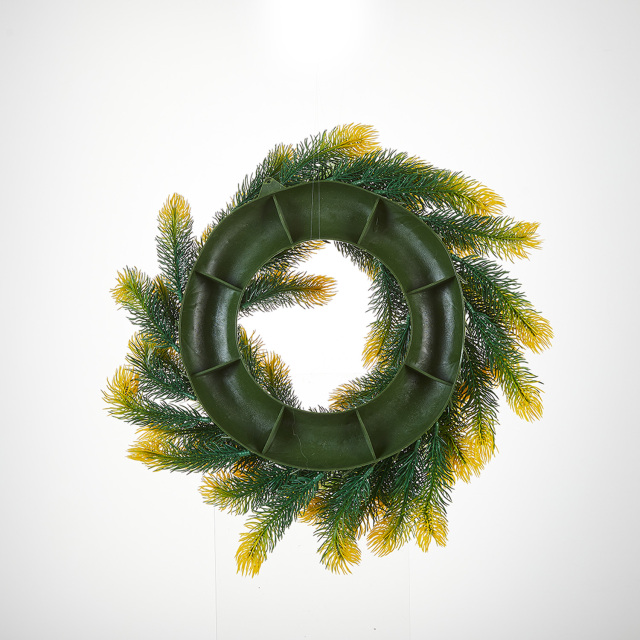 Milalit 46cm 18.1inch Pine Needle Christmas Green Artificial Wreaths Pine Cone Yellow Leaves Wreath for Xmas Holly Season Thanksgiving Easter Festival Front Door Wall Ornaments Celebration