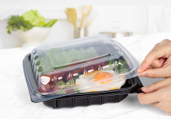Custom wholesale disposable food box anti-fog  one-piece hinged sushi bento burger box Creative light food salad take-out container 1000ml