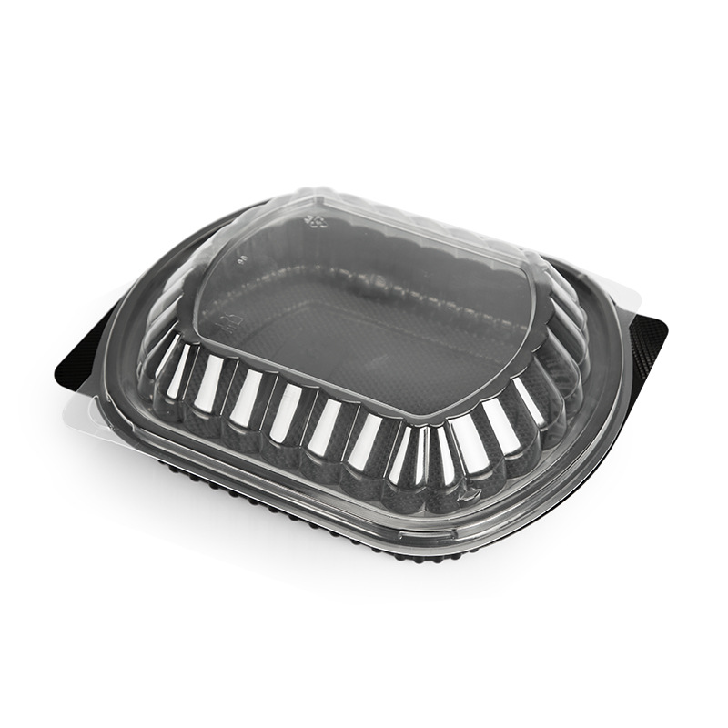 Custom wholesale disposable plastic 1000ml 850ml 790ml  Oval fruit takeout box takeaway packing box large capacity PP split food box with dome lid dual color
