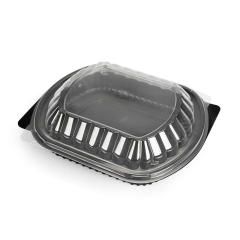 Custom wholesale disposable plastic 1000ml 850ml 790ml  Oval fruit takeout box takeaway packing box large capacity PP split food box with dome lid dual color