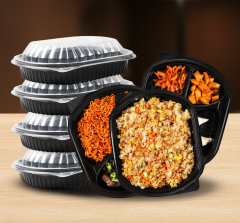 Custom wholesale disposable plastic 1000ml 850ml 790ml  Oval fruit takeout box takeaway packing box large capacity PP split food box with dome lid dual color