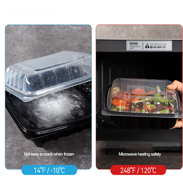 Custom wholesale disposable food box anti-fog  one-piece hinged sushi bento burger box Creative light food salad take-out container 1000ml