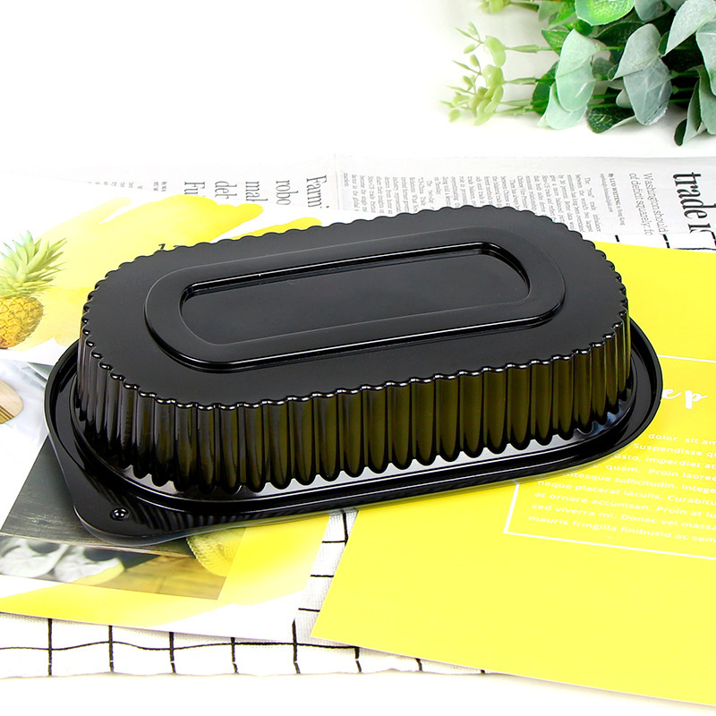 Custom wholesale disposable plastic 750ml Oval fruit takeout box takeaway packing box PP split food box with flat lid dual color