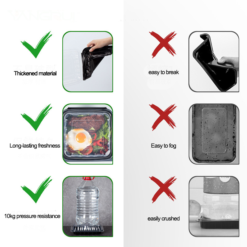 Custom wholesale disposable food box anti-fog  one-piece hinged sushi bento burger box Creative light food salad take-out container 1000ml