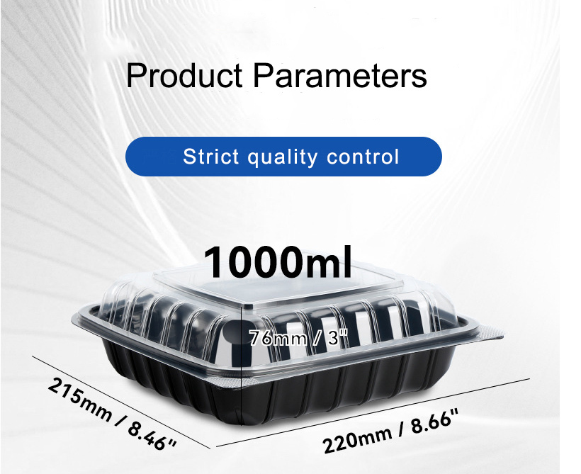 Custom wholesale disposable food box anti-fog  one-piece hinged sushi bento burger box Creative light food salad take-out container 1000ml