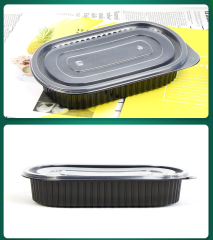 Custom wholesale disposable plastic 750ml Oval fruit takeout box takeaway packing box PP split food box with flat lid dual color